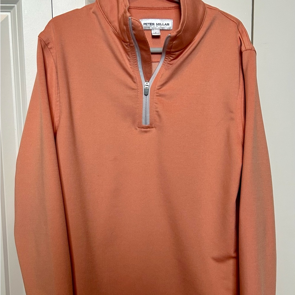 Peter Millar Boy’s Performance Quarter Zip (papaya color)